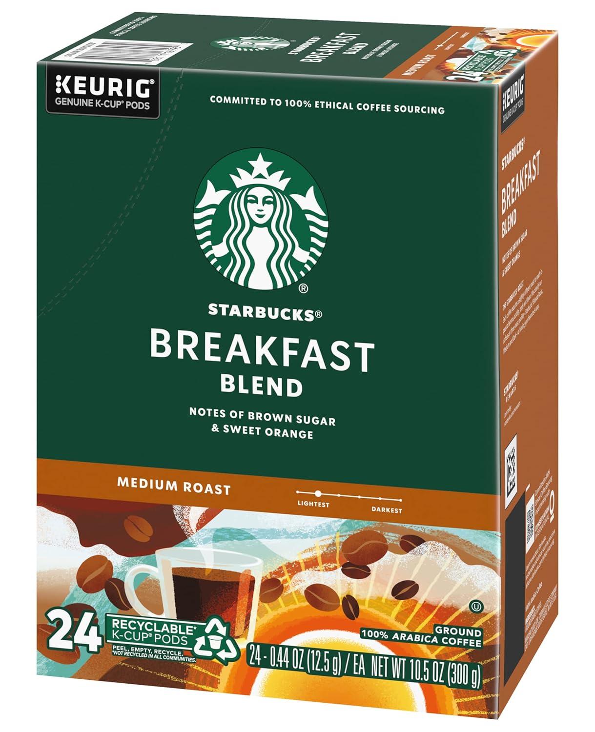 imageStarbucks KCup Coffee Pods Medium Roast Hot or Iced Coffee Breakfast Blend 10 Keurig Pods Breakfast Blend