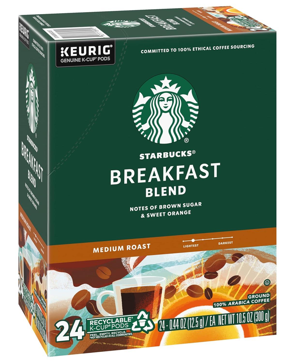 imageStarbucks KCup Coffee Pods Medium Roast Hot or Iced Coffee Breakfast Blend 10 Keurig Pods Breakfast Blend