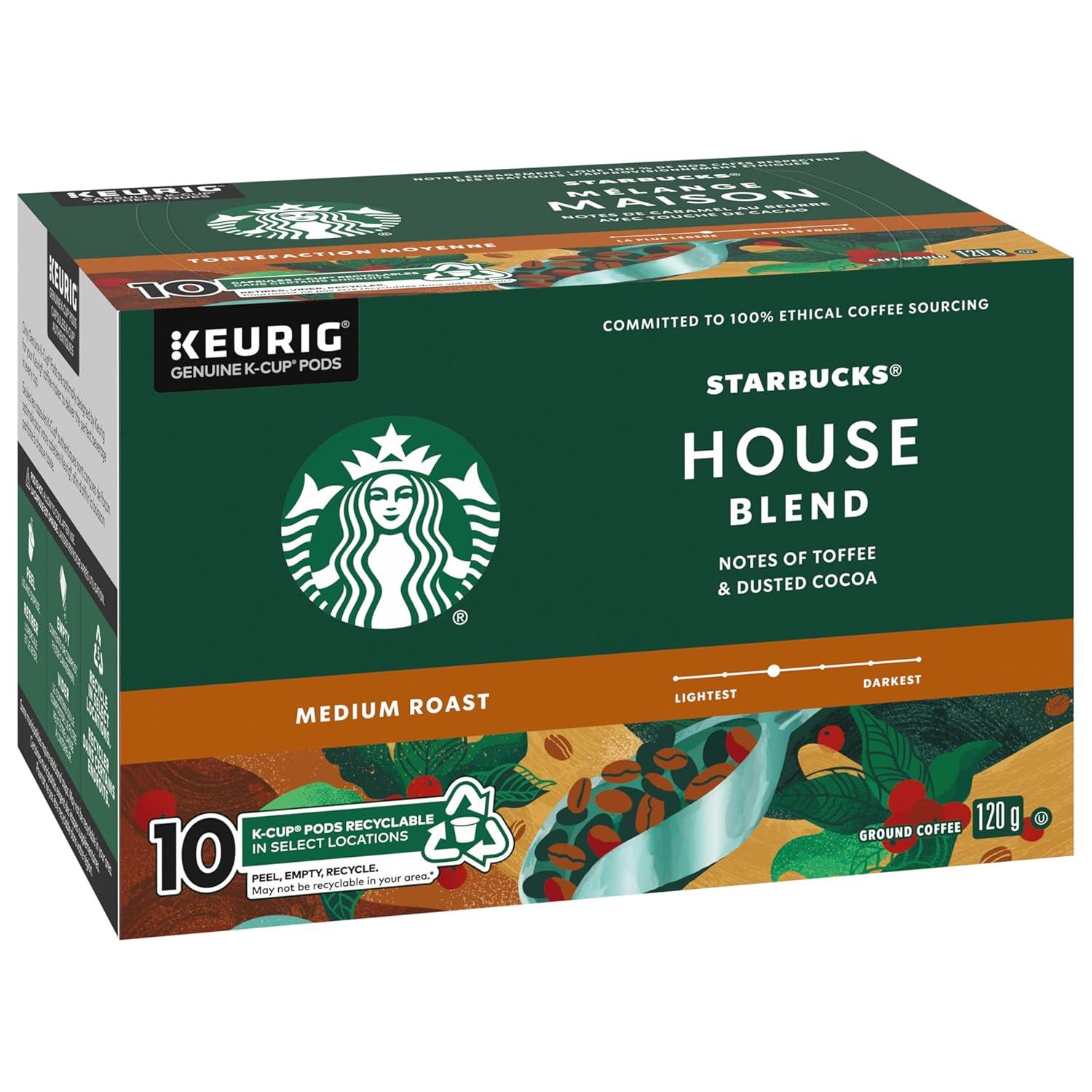 imageStarbucks KCup Coffee Pods Medium Roast Hot or Iced Coffee Breakfast Blend 10 Keurig Pods House blend