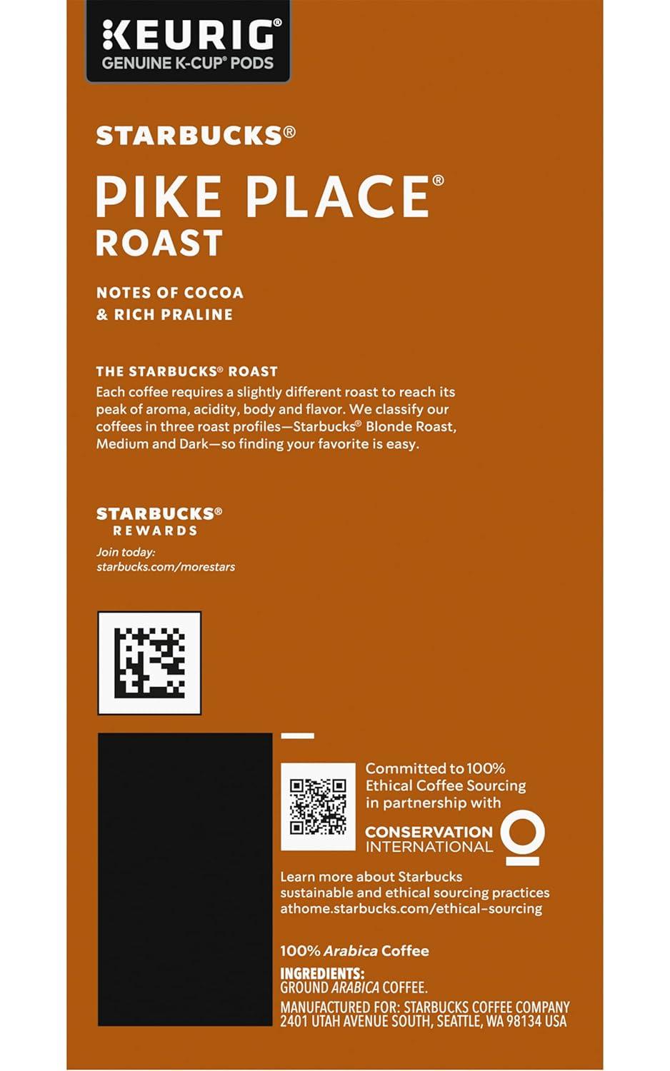 imageStarbucks KCup Coffee Pods Medium Roast Hot or Iced Coffee Breakfast Blend 10 Keurig Pods Pike