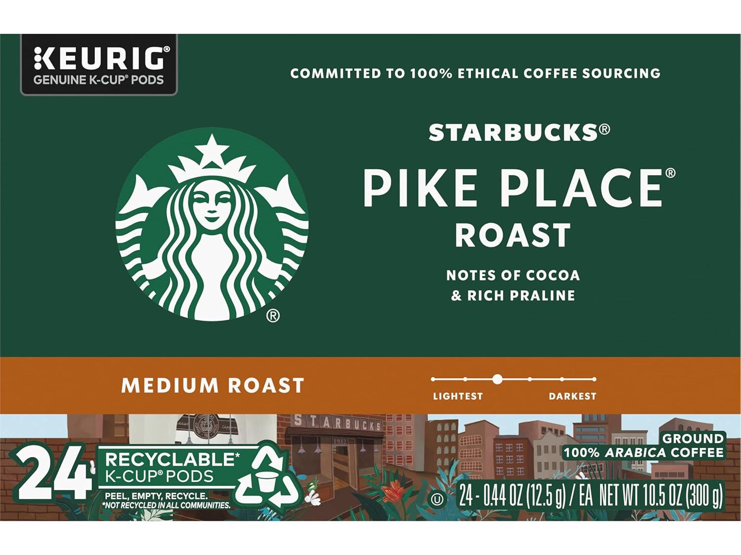 imageStarbucks KCup Coffee Pods Medium Roast Hot or Iced Coffee Breakfast Blend 10 Keurig Pods Pike