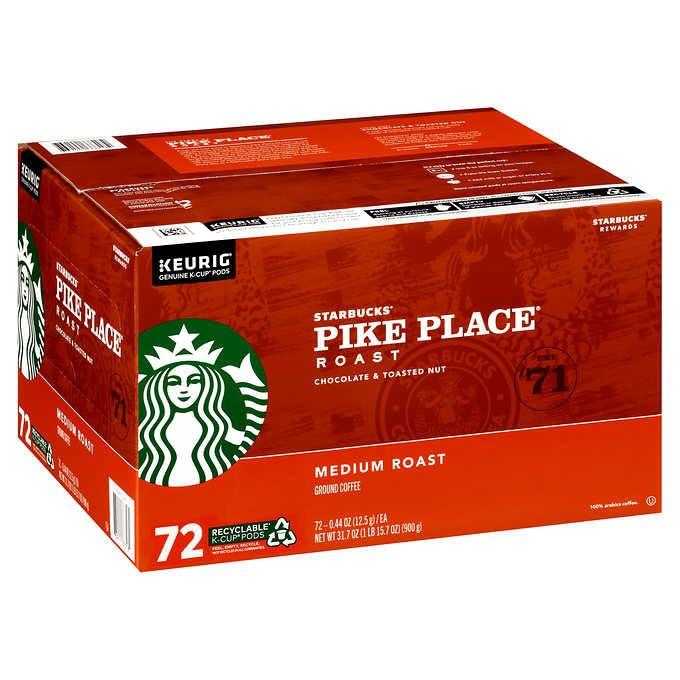 imageStarbucks KCup Coffee Pods Medium Roast Hot or Iced Coffee Breakfast Blend 10 Keurig Pods Pike Place Roast