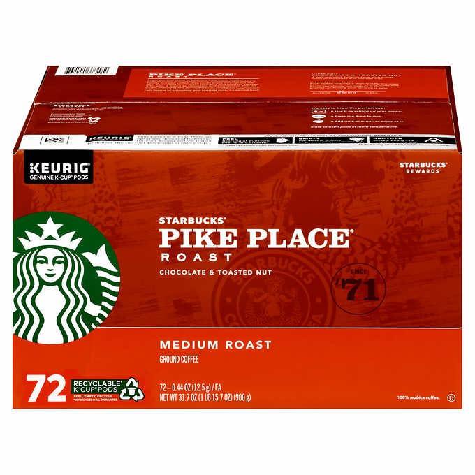 imageStarbucks KCup Coffee Pods Medium Roast Hot or Iced Coffee Breakfast Blend 10 Keurig Pods Pike Place Roast