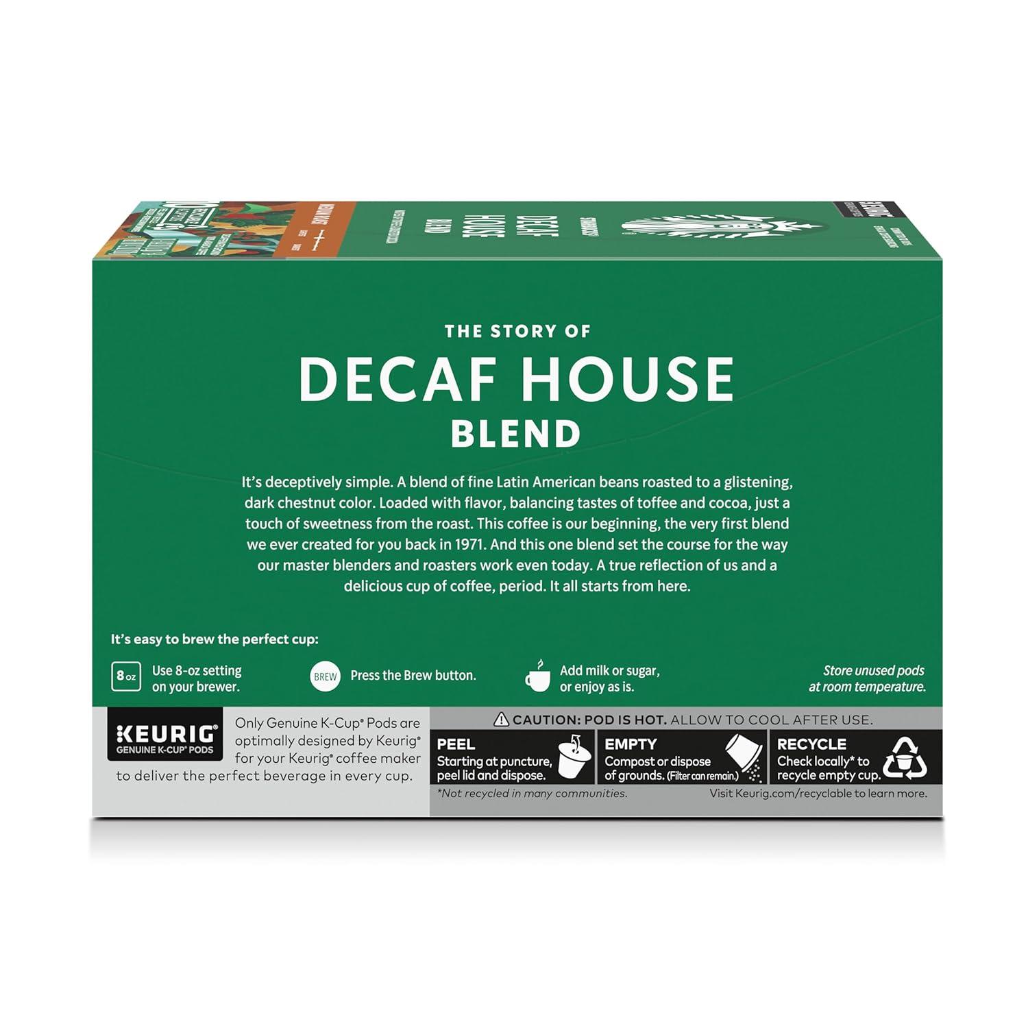 imageStarbucks KCup Coffee Pods Medium Roast Hot or Iced Coffee Decaf House Blend 10 Keurig Pods