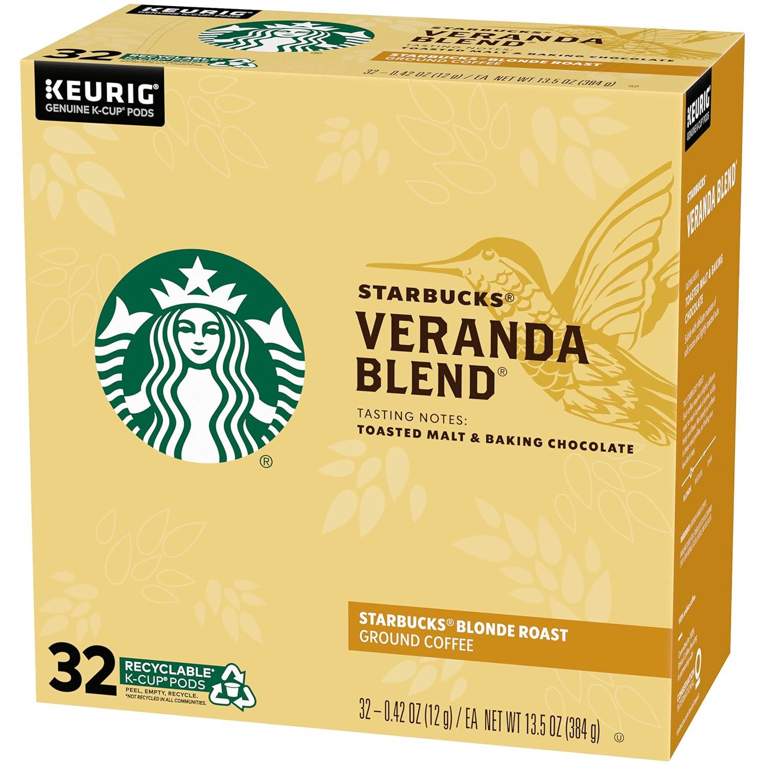 imageStarbucks KCup Coffee Pods Starbucks Blonde Roast Hot or Iced Coffee Veranda Blend 10 Keurig PodsVeranda Blend