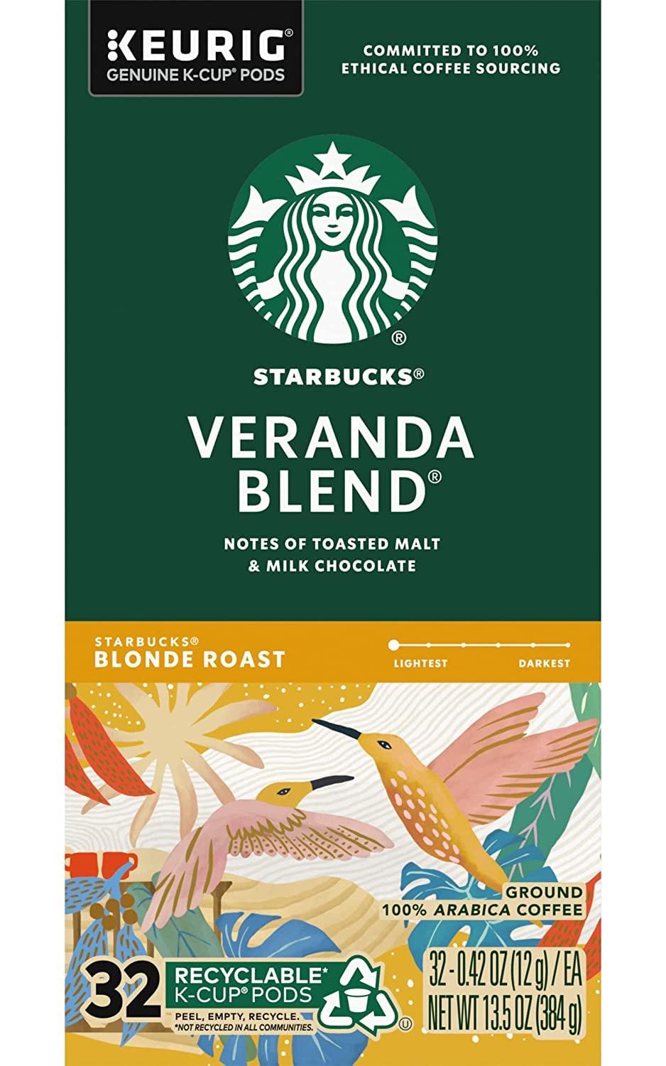 imageStarbucks KCup Coffee Pods Starbucks Blonde Roast Hot or Iced Coffee Veranda Blend 10 Keurig PodsVeranda Blend