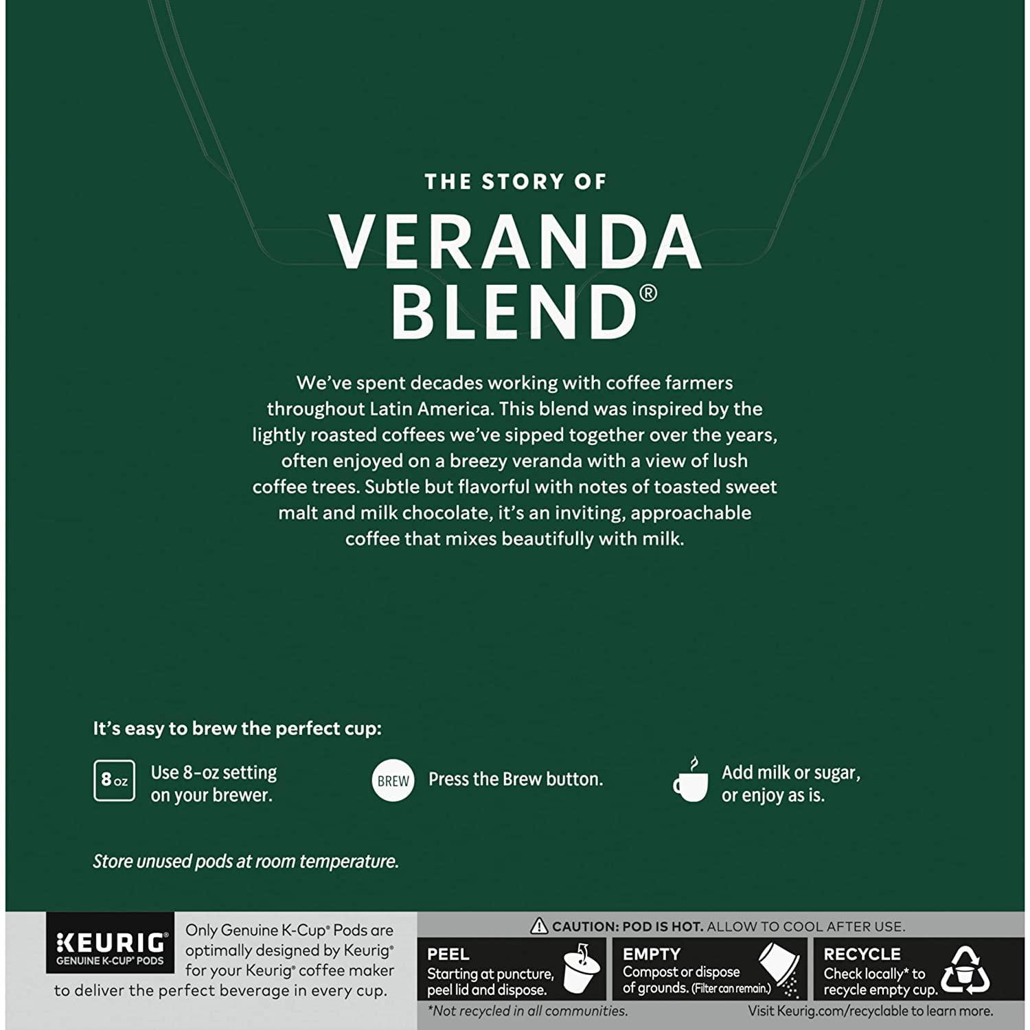 imageStarbucks KCup Coffee Pods Starbucks Blonde Roast Hot or Iced Coffee Veranda Blend 10 Keurig PodsVeranda Blend