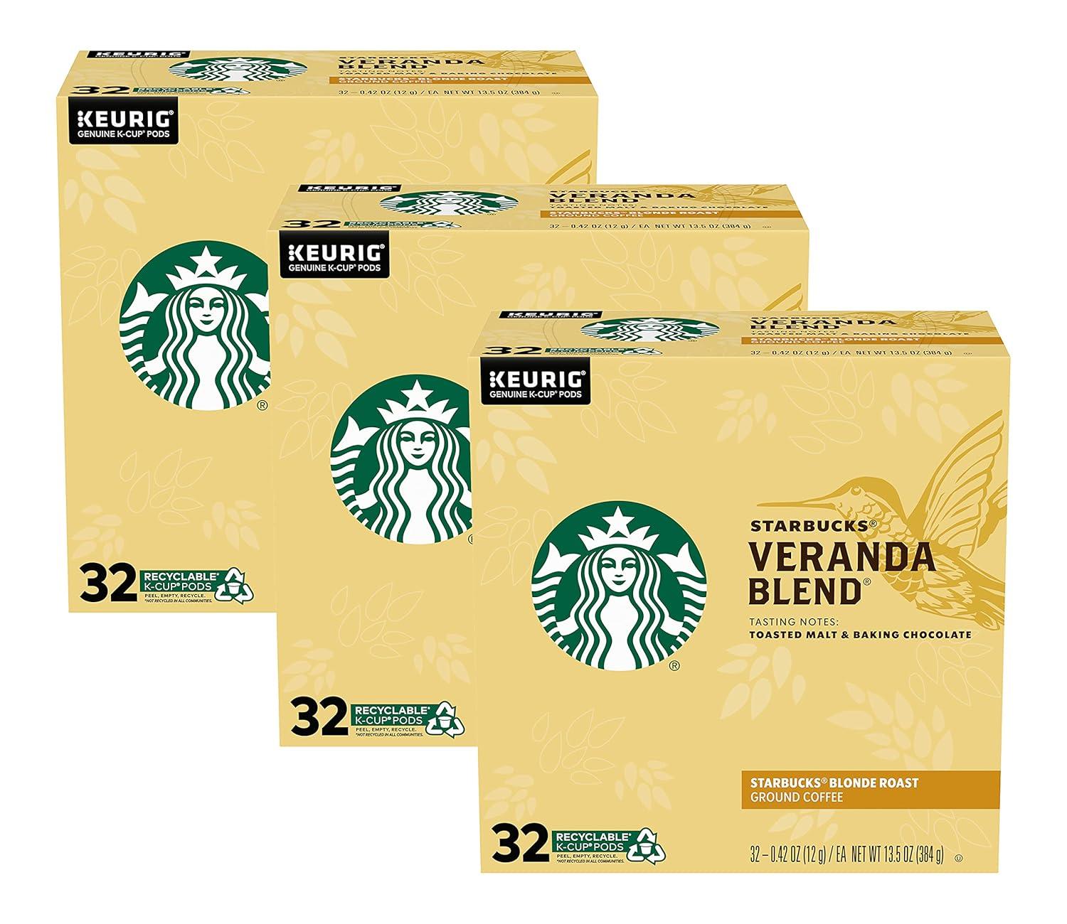 imageStarbucks KCup Coffee Pods Starbucks Blonde Roast Hot or Iced Coffee Veranda Blend 10 Keurig PodsVeranda Blend