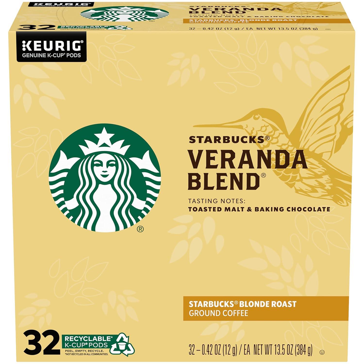 imageStarbucks KCup Coffee Pods Starbucks Blonde Roast Hot or Iced Coffee Veranda Blend 10 Keurig PodsVeranda Blend