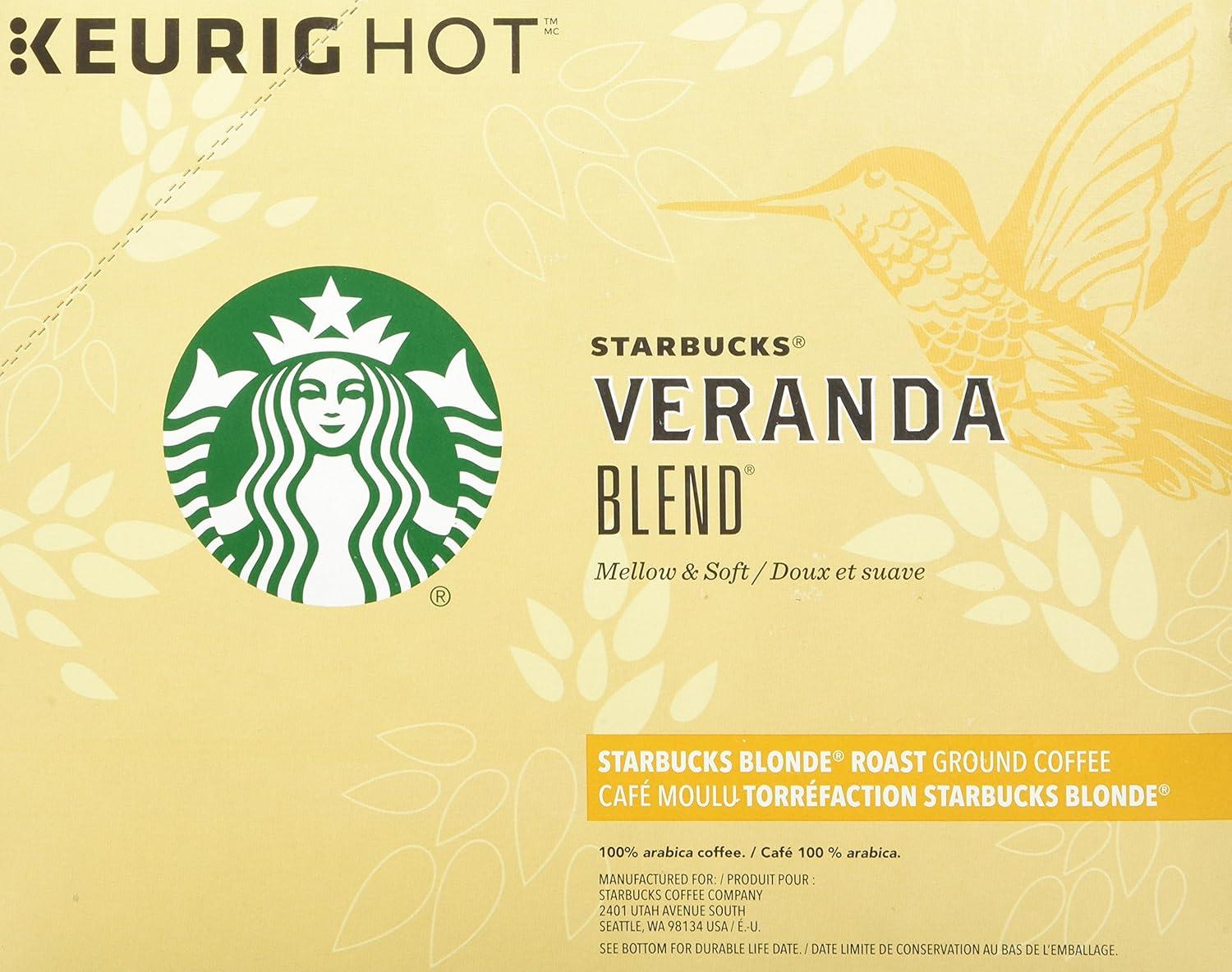 imageStarbucks KCup Coffee Pods Starbucks Blonde Roast Hot or Iced Coffee Veranda Blend 10 Keurig PodsVeranda Blend