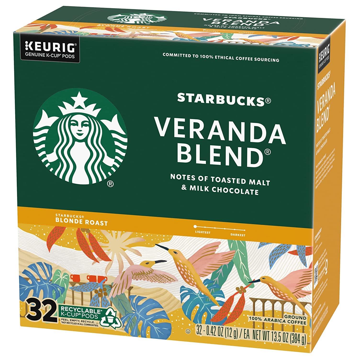 imageStarbucks KCup Coffee Pods Starbucks Blonde Roast Hot or Iced Coffee Veranda Blend 10 Keurig PodsVeranda Blend