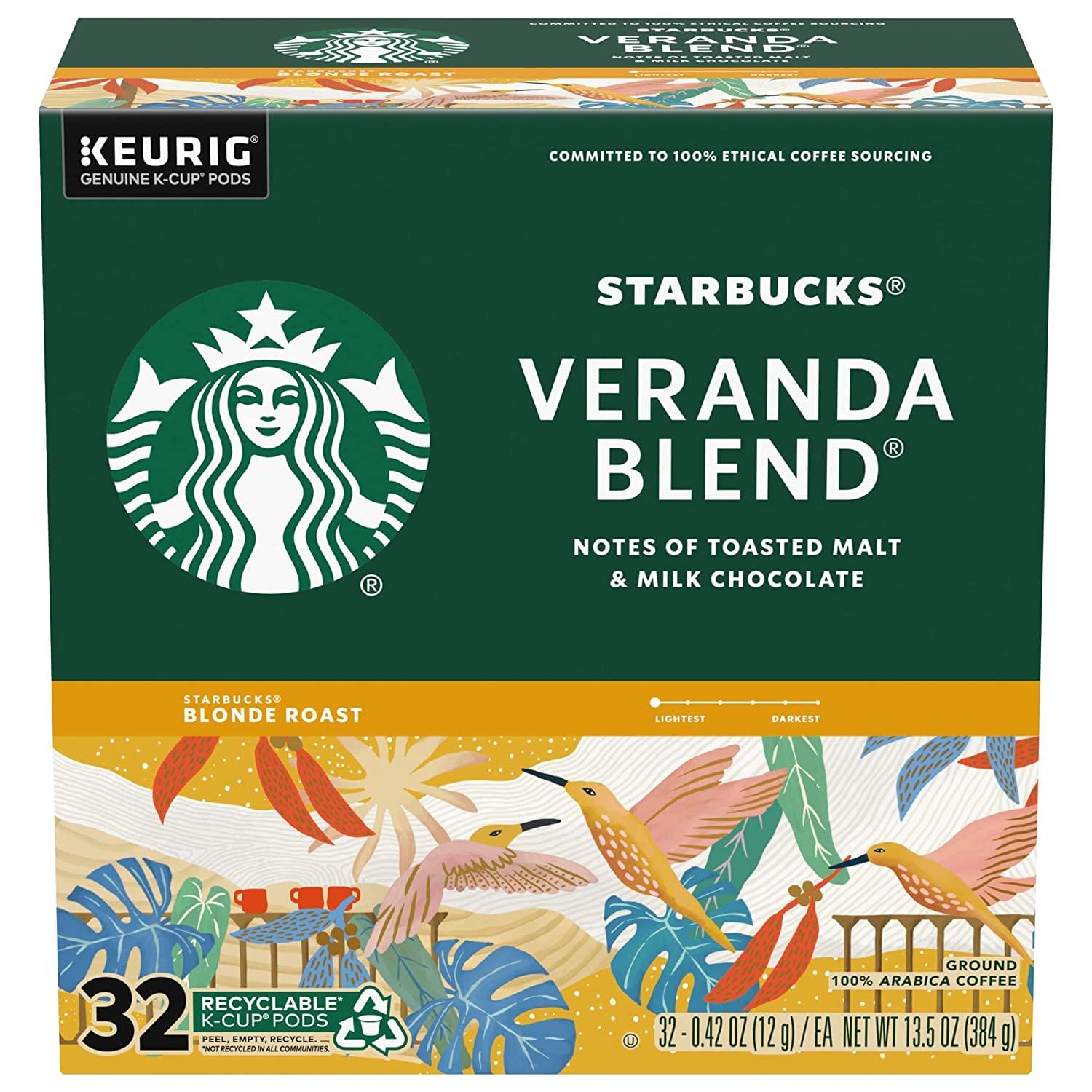 imageStarbucks KCup Coffee Pods Starbucks Blonde Roast Hot or Iced Coffee Veranda Blend 10 Keurig PodsVeranda Blend