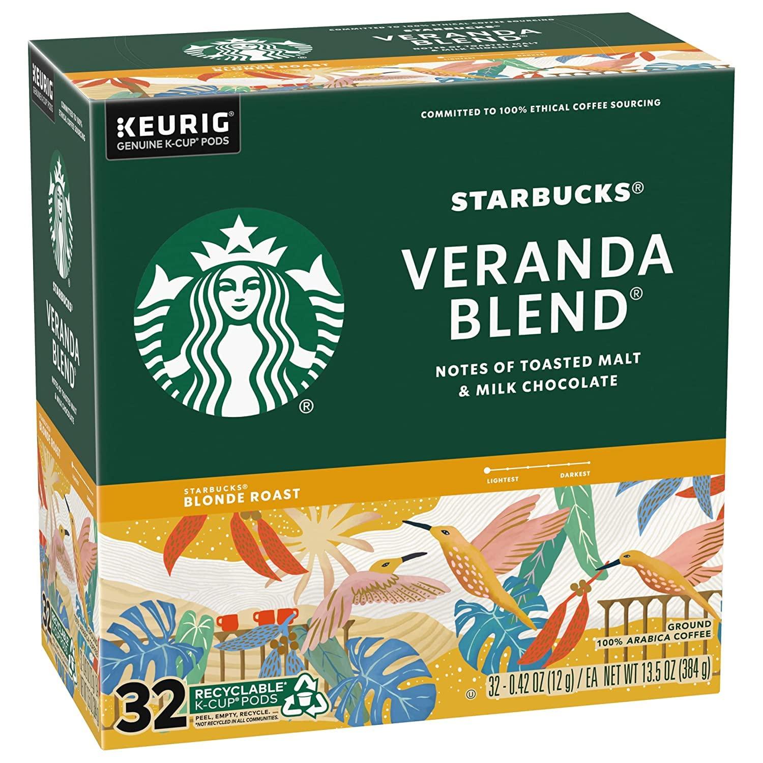 imageStarbucks KCup Coffee Pods Starbucks Blonde Roast Hot or Iced Coffee Veranda Blend 10 Keurig PodsVeranda Blend