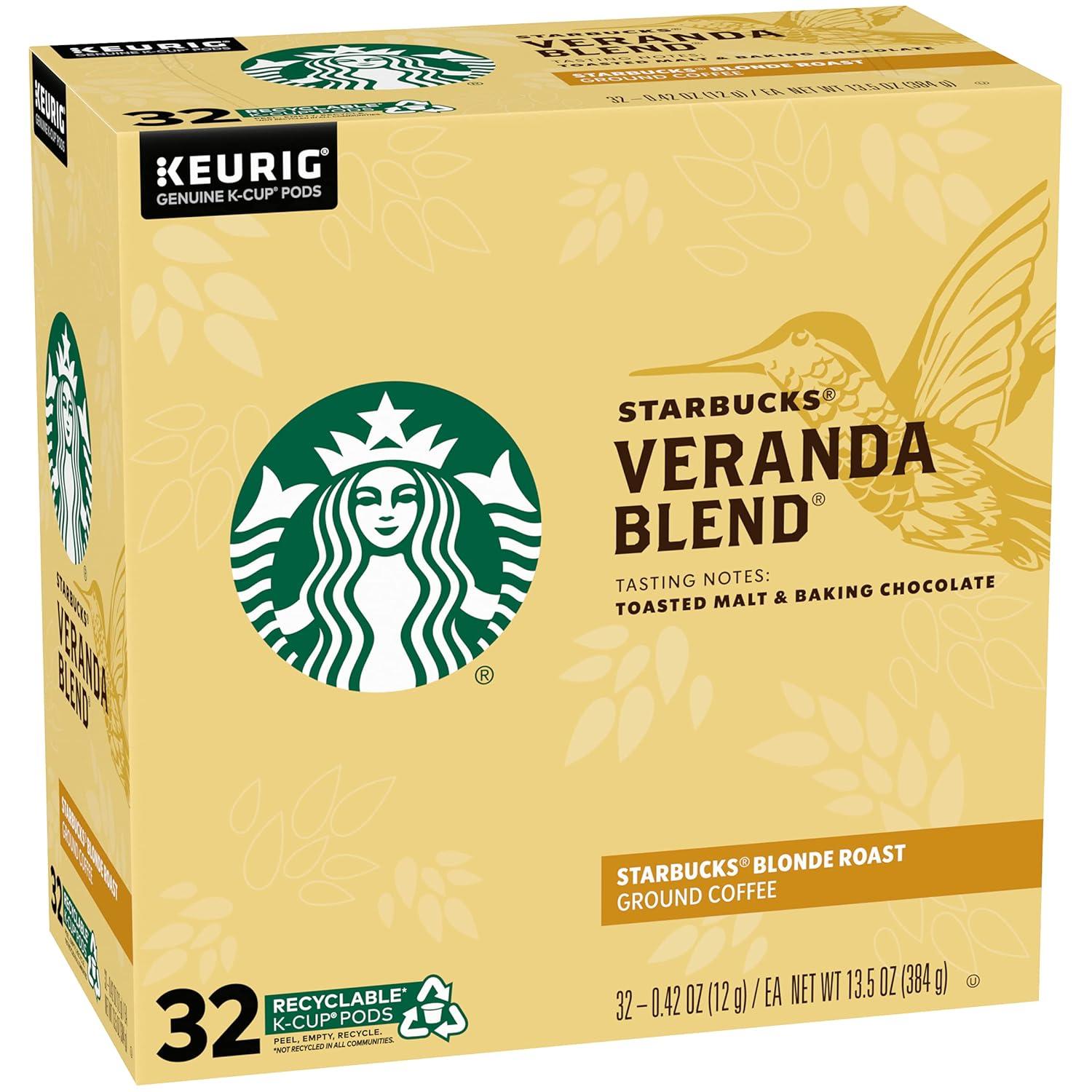imageStarbucks KCup Coffee Pods Starbucks Blonde Roast Hot or Iced Coffee Veranda Blend 10 Keurig PodsVeranda Blend