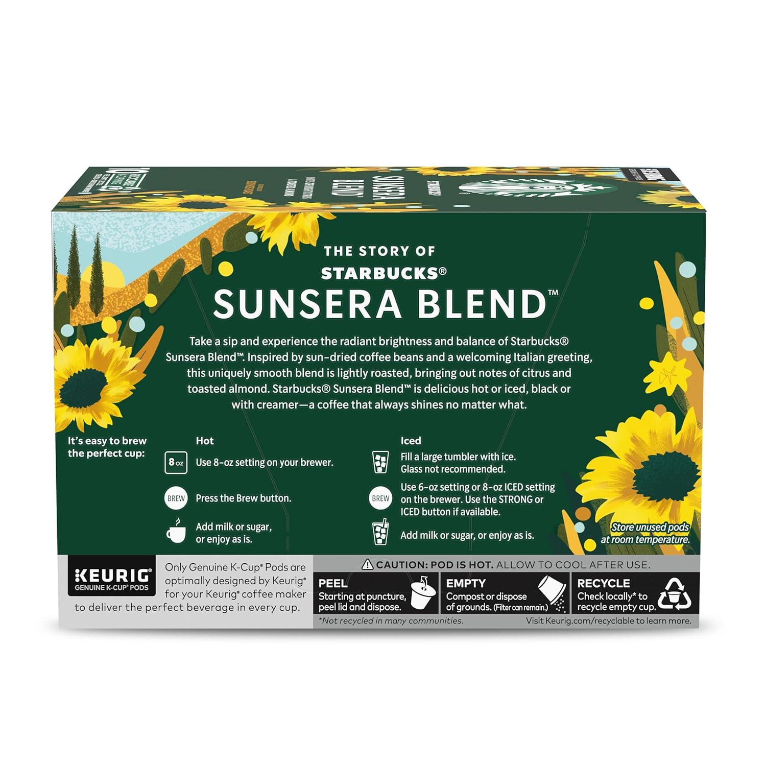 imageStarbucks KCup Coffee Pods Sunsera Blend For Keurig Coffee Makers 100 Arabica 1 Box 10 Pods