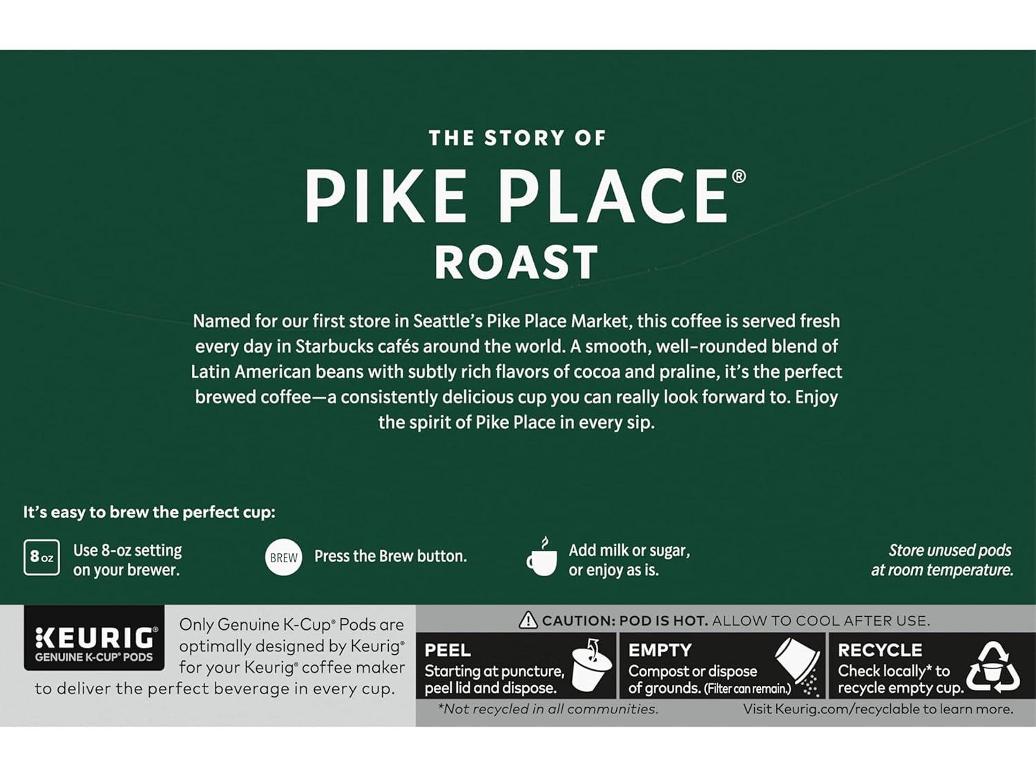 imageStarbucks KCup Coffee Pods Toasted Coconut Mocha Flavored Coffee for Keurig Coffee Makers 100 Arabica Limited Edition 1 Box 10 PodsPike Place Roast