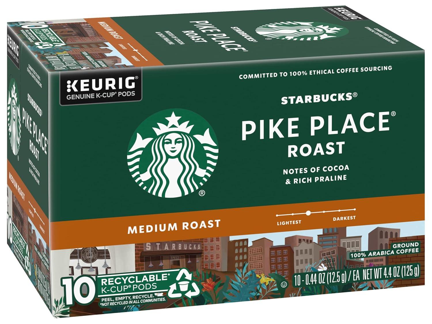 imageStarbucks KCup Coffee Pods Toasted Coconut Mocha Flavored Coffee for Keurig Coffee Makers 100 Arabica Limited Edition 1 Box 10 PodsPike Place Roast
