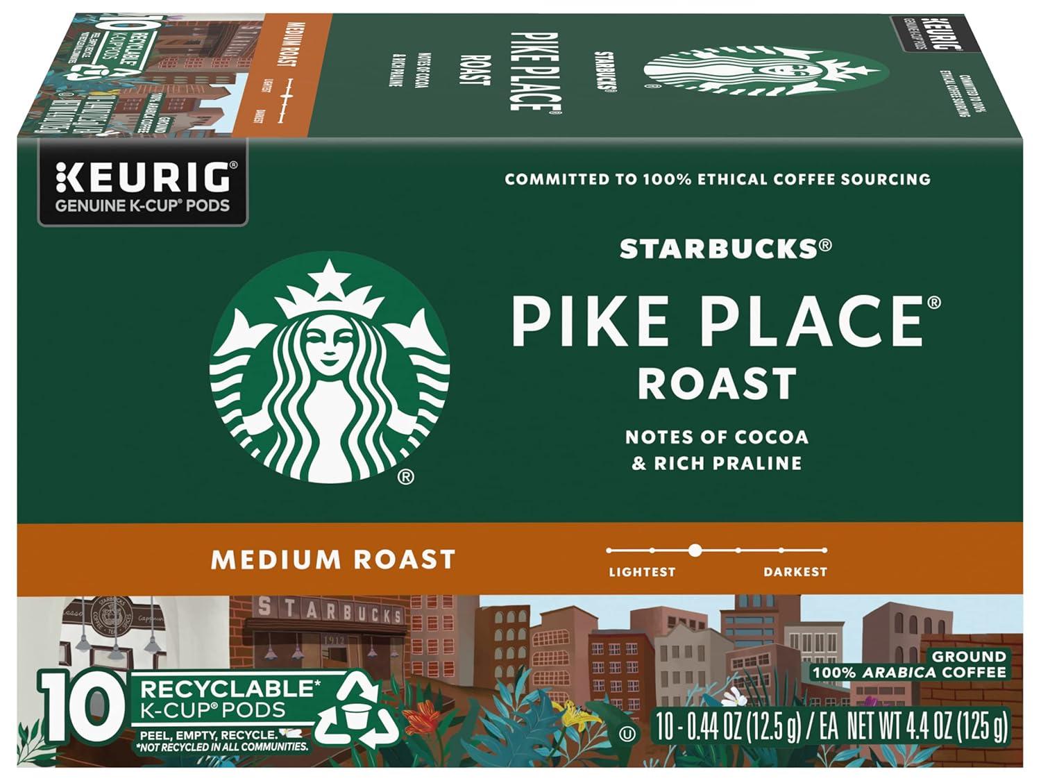 imageStarbucks KCup Coffee Pods Toasted Coconut Mocha Flavored Coffee for Keurig Coffee Makers 100 Arabica Limited Edition 1 Box 10 PodsPike Place Roast