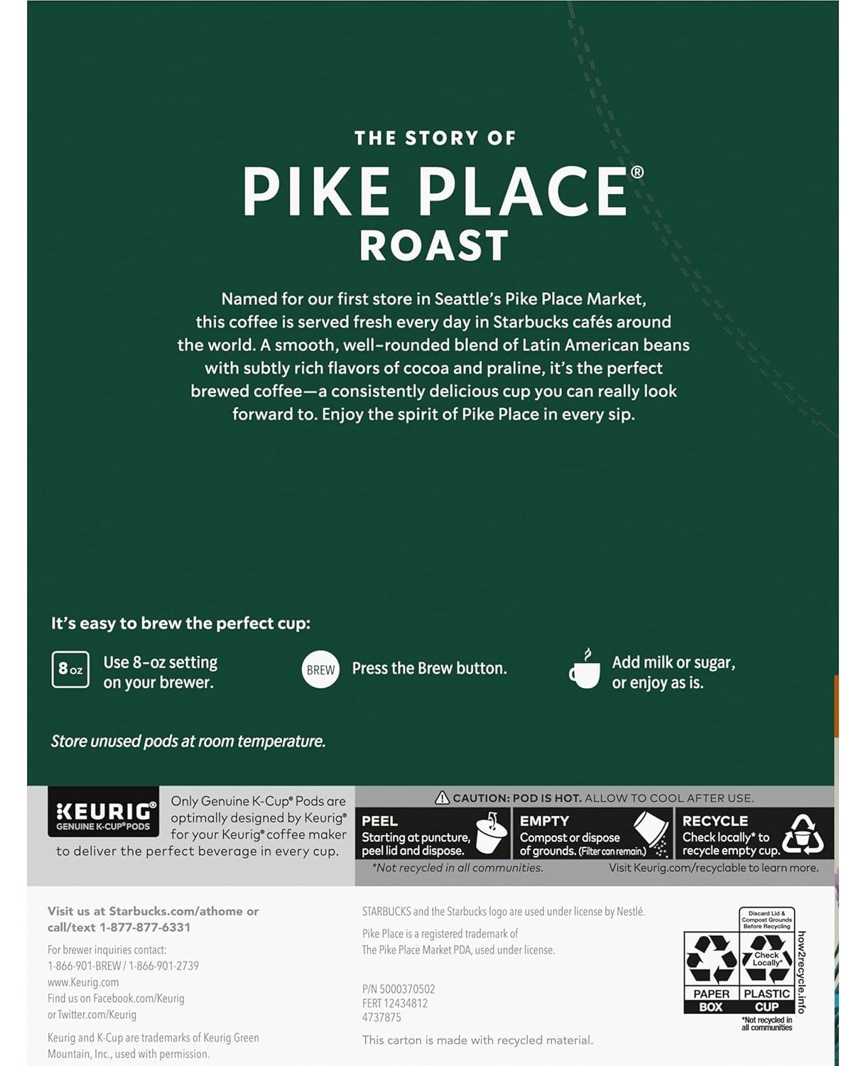 imageStarbucks KCup Coffee Pods Toasted Coconut Mocha Flavored Coffee for Keurig Coffee Makers 100 Arabica Limited Edition 1 Box 10 PodsPike Place Roast