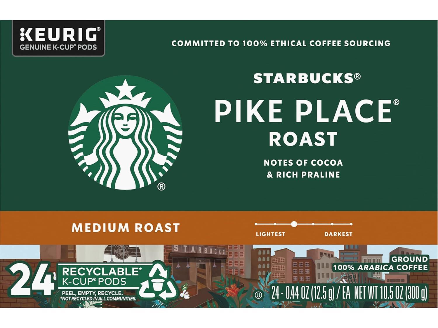 imageStarbucks KCup Coffee Pods Toasted Coconut Mocha Flavored Coffee for Keurig Coffee Makers 100 Arabica Limited Edition 1 Box 10 PodsPike Place Roast