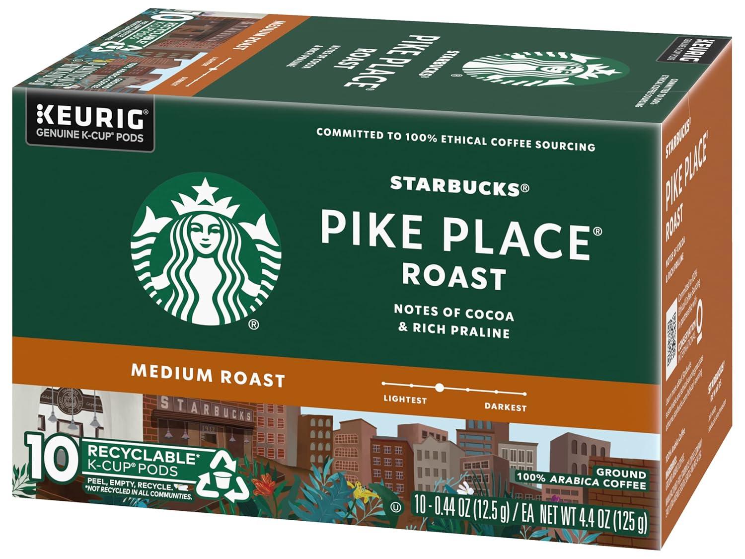 imageStarbucks KCup Coffee Pods Toasted Coconut Mocha Flavored Coffee for Keurig Coffee Makers 100 Arabica Limited Edition 1 Box 10 PodsPike Place Roast