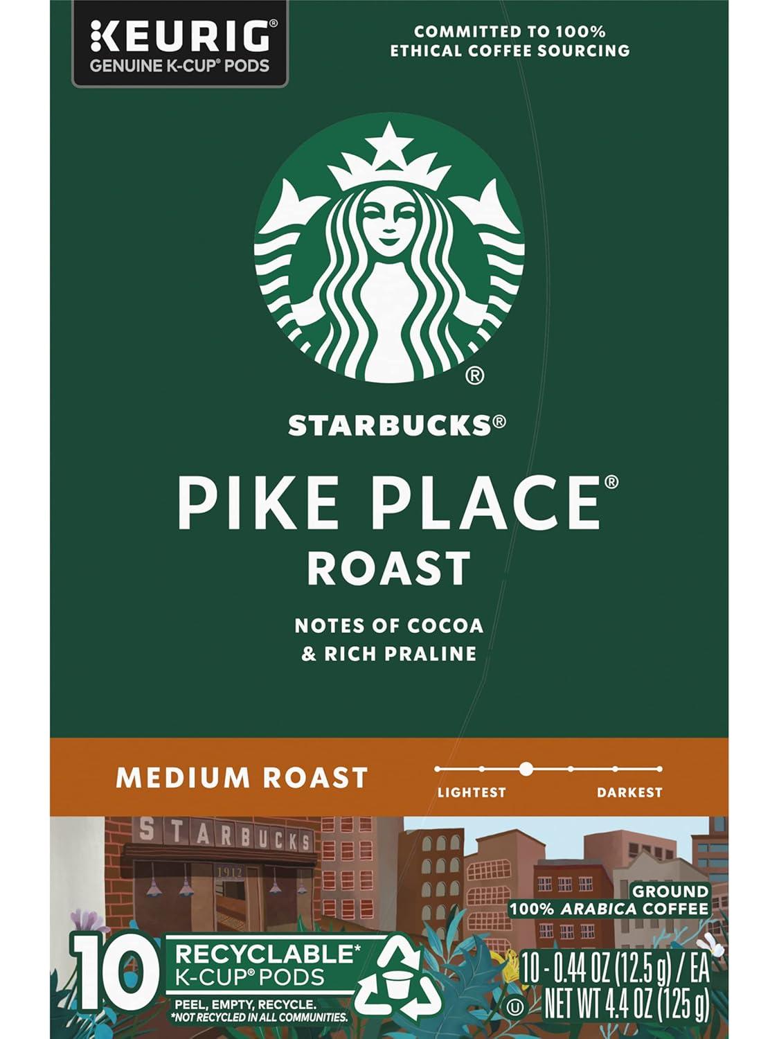 imageStarbucks KCup Coffee Pods Toasted Coconut Mocha Flavored Coffee for Keurig Coffee Makers 100 Arabica Limited Edition 1 Box 10 PodsPike Place Roast