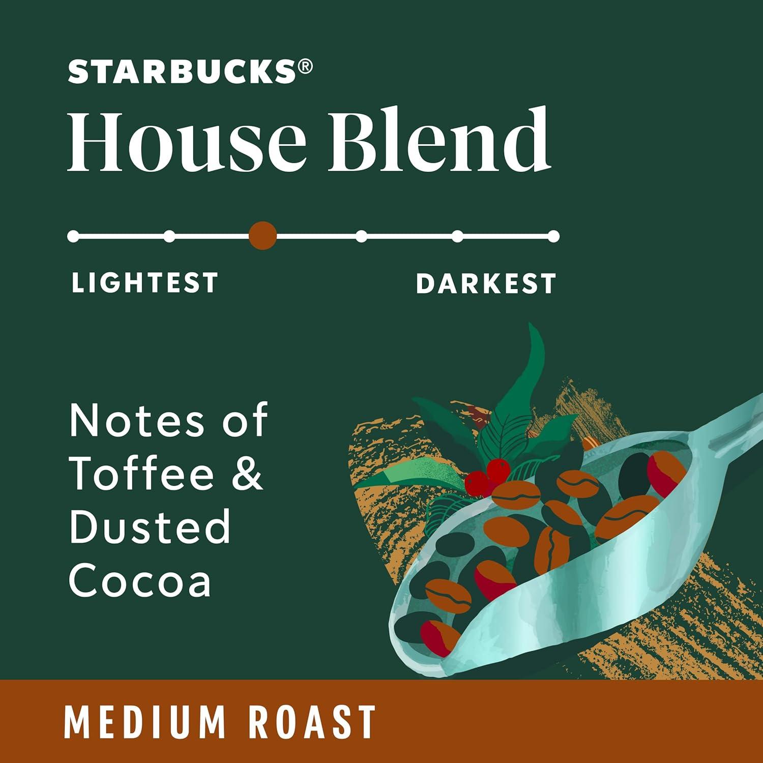 imageStarbucks Whole Coffee Beans Medium Roast Hot or Iced Coffee House Blend 12 oz