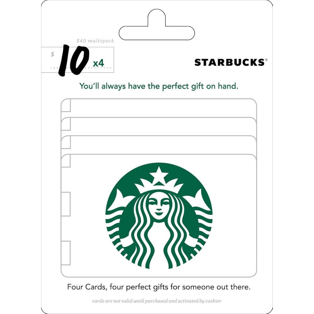 imageStarbucks 10 Gift Cards 4Pack40