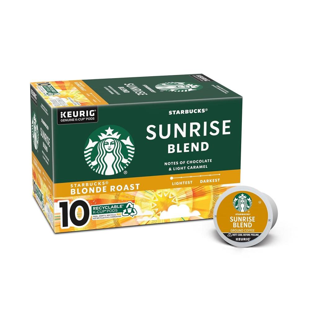 imageStarbucks Blonde Roast KCup Coffee Pods Sunrise Blend for Keurig Brewers 1 box 10 pods