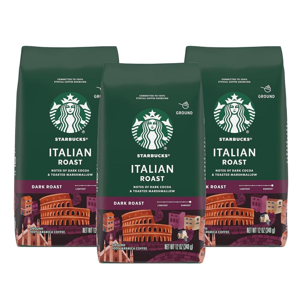 imageStarbucks Ground Coffee Dark Roast Hot or Iced Coffee Caff Verona 12 ozCocoa and Toasted Marshmallow