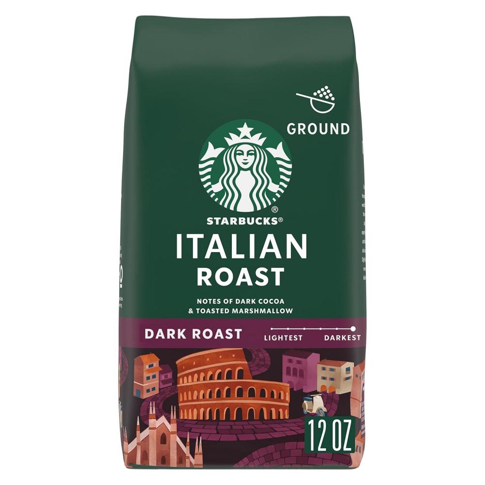 imageStarbucks Ground Coffee Dark Roast Hot or Iced Coffee Caff Verona 12 ozItalian Roast