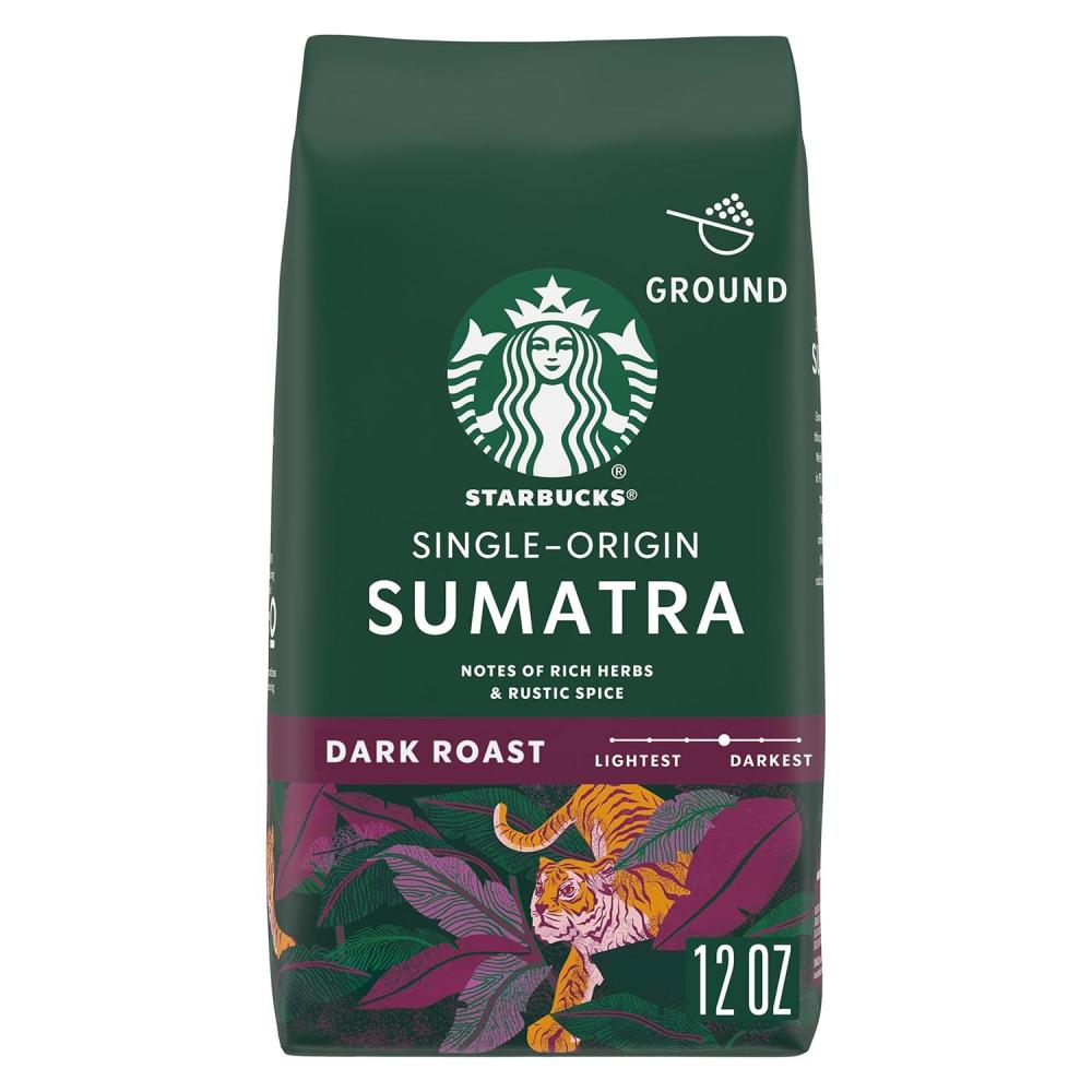 imageStarbucks Ground Coffee Dark Roast Hot or Iced Coffee Caff Verona 12 ozSumatra