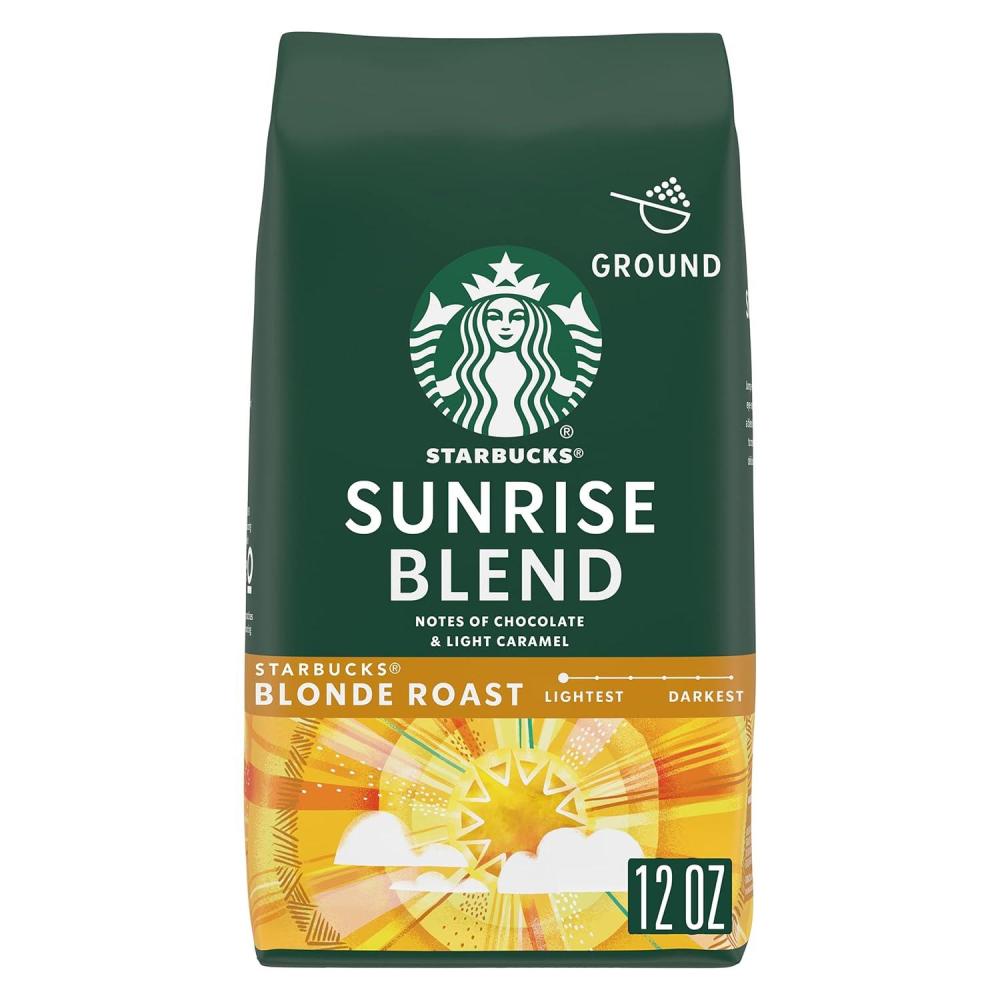 imageStarbucks Ground Coffee Starbucks Blonde Roast Coffee Sunrise Blend 100 Arabica 1 bag 12 oz12 Ounce Pack of 1