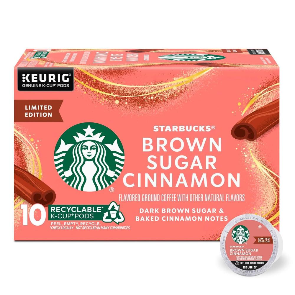imageStarbucks KCup Coffee Pods Flavored Hot or Iced Coffee Brown Sugar Cinnamon 10 Keurig PodsBrown Sugar Cinnamon