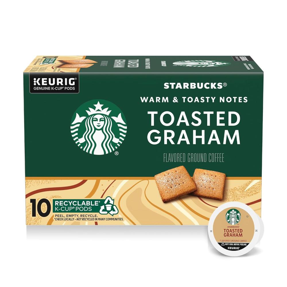 imageStarbucks KCup Coffee Pods Flavored Hot or Iced Coffee Toasted Graham 10 Keurig Pods10 Count Pack of 1