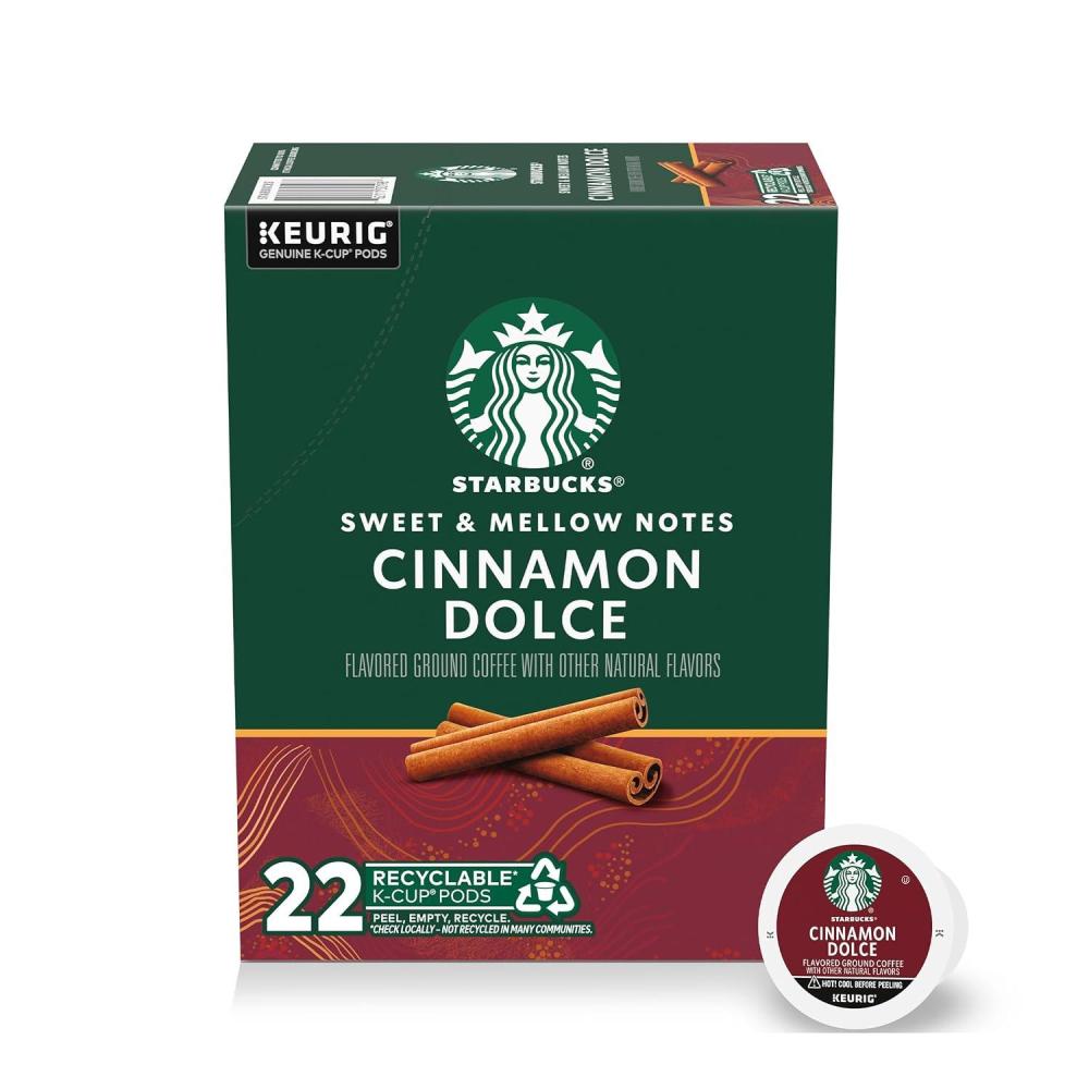 imageStarbucks KCup Coffee Pods Flavored Hot or Iced Coffee Toffeenut 10 Keurig PodsCinnamon Dolce
