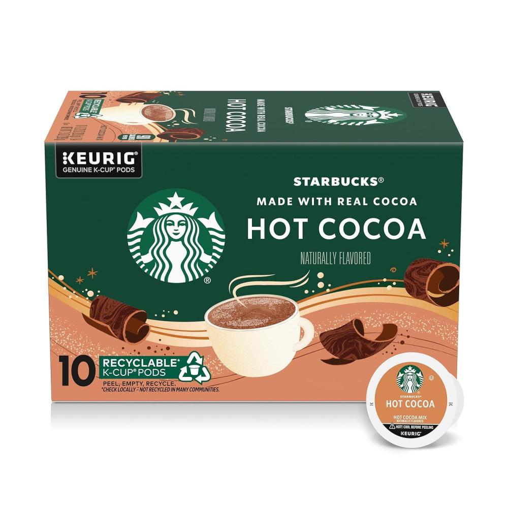 imageStarbucks KCup Coffee Pods Flavored Hot or Iced Coffee Toffeenut 10 Keurig PodsClassic Hot Cocoa