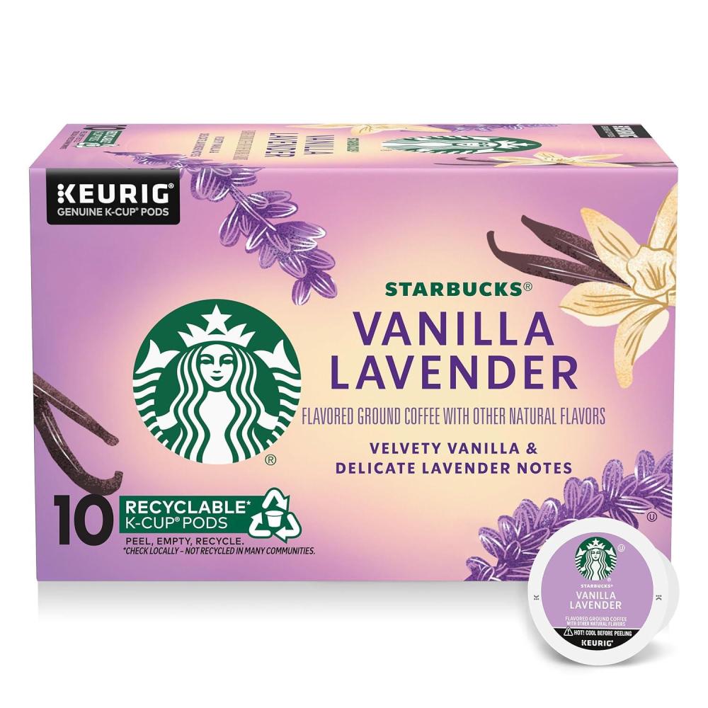 imageStarbucks KCup Coffee Pods Flavored Hot or Iced Coffee Vanilla Lavender 10 Keurig Pods