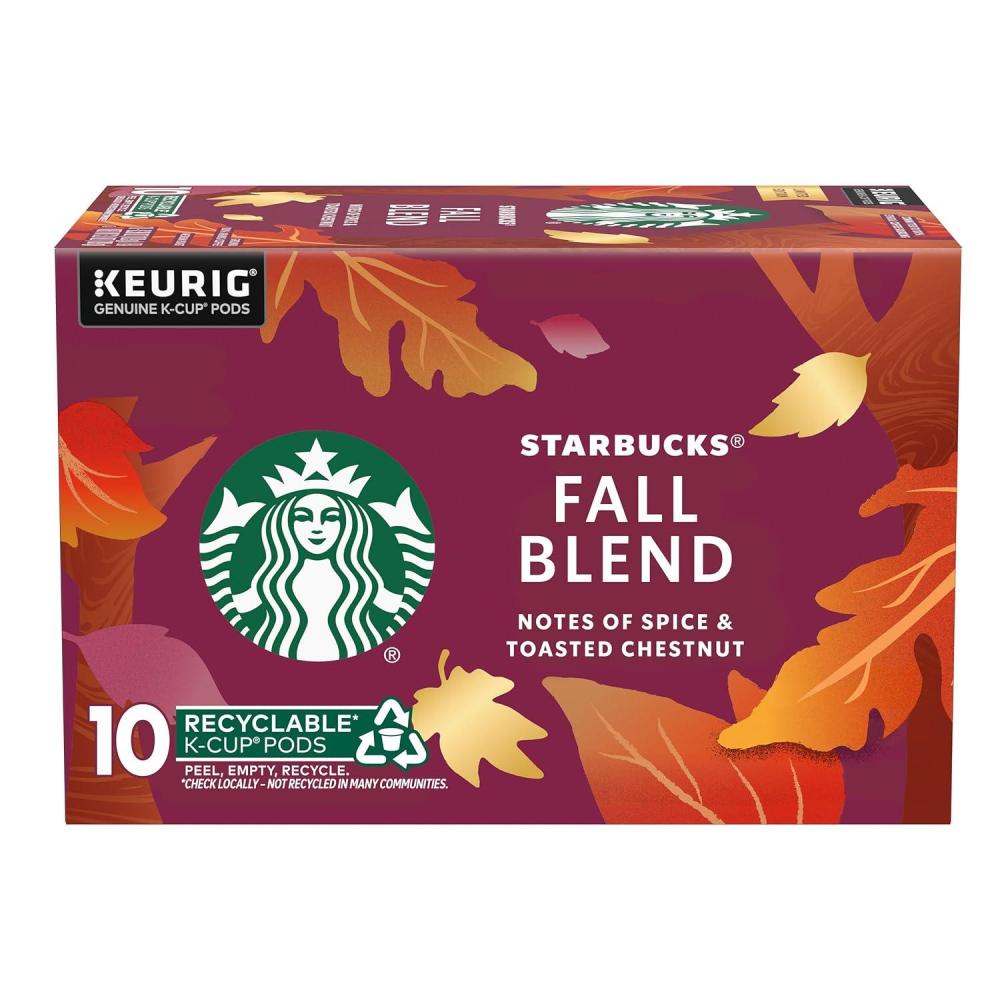 imageStarbucks KCup Coffee Pods Medium Roast Hot or Iced Coffee Breakfast Blend 10 Keurig Pods Fall Blend