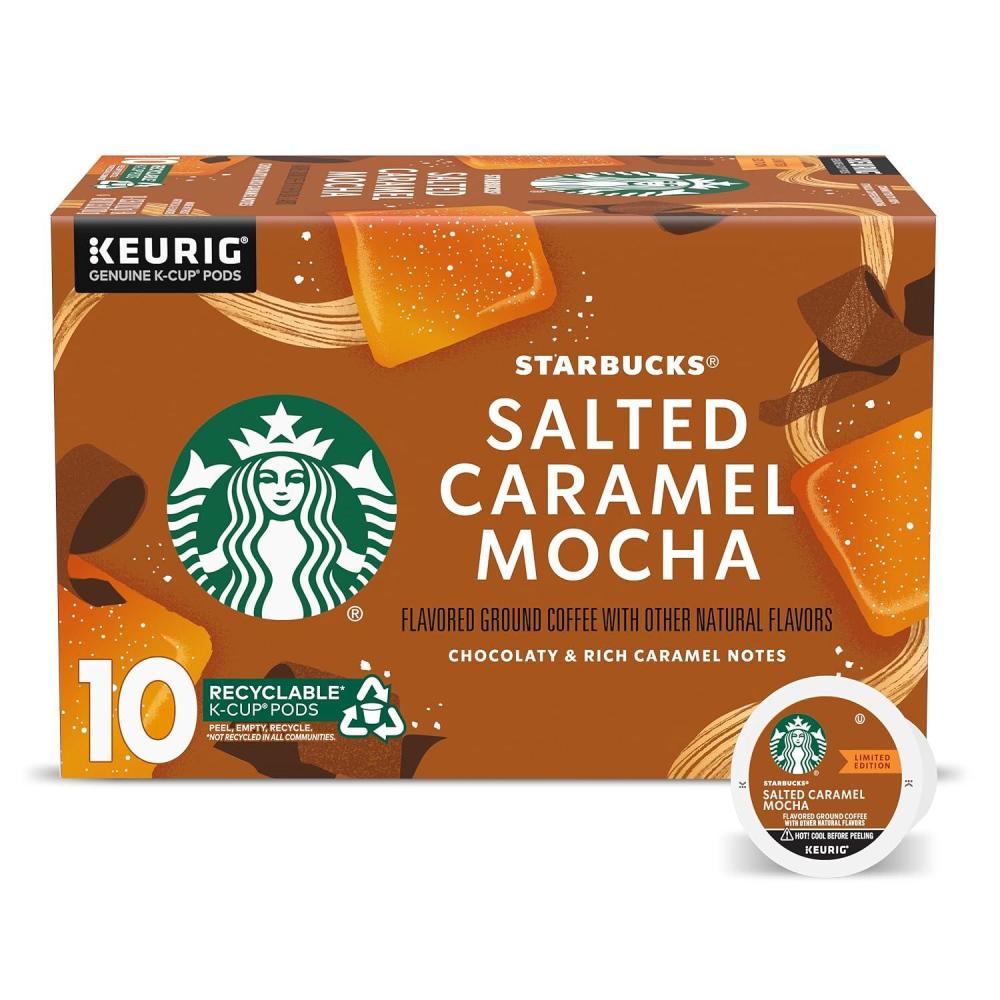 imageStarbucks KCup Coffee Pods Toasted Coconut Mocha Flavored Coffee for Keurig Coffee Makers 100 Arabica Limited Edition 1 Box 10 PodsSalted Caramel Mocha