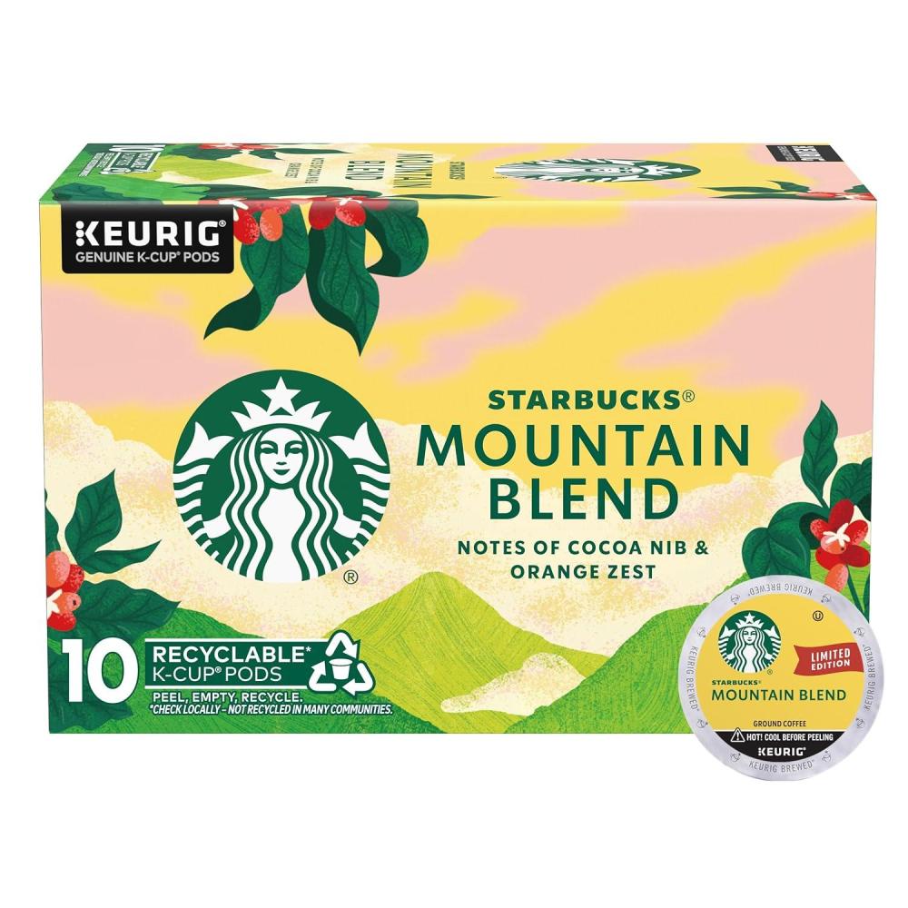 imageStarbucks Medium Light Roast Coffee Mountain Blend 100 Arabica Limited Edition 10 Count Pack of 1 KCup Pods for Keurig Coffee Makers