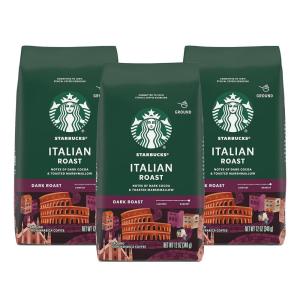 Starbucks Ground Coffee, Dark Roast Hot or Iced Coffee, Caffè Verona, 12 oz(Cocoa and Toasted Marshmallow)
