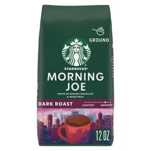 Starbucks Ground Coffee, Dark Roast Hot or Iced Coffee, Morning Joe, 12 oz