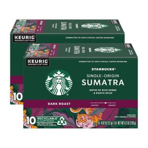 Starbucks K-Cup Coffee Pods, Dark Roast Coffee, Italian Roast, 100% Arabica, 1 box (10 pods)(Sumatra)