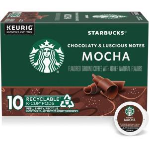 Starbucks K-Cup Coffee Pods, Flavored Hot or Iced Coffee, Mocha, 10 Keurig Pods(Mocha)