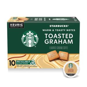Starbucks K-Cup Coffee Pods, Flavored Hot or Iced Coffee, Toasted Graham, 10 Keurig Pods(10 Count (Pack of 1))