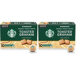 Starbucks K-Cup Coffee Pods, Flavored Hot or Iced Coffee, Toasted Graham, 10 Keurig Pods(10 Count (Pack of 2))