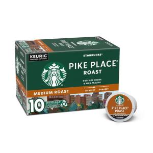 Starbucks K-Cup Coffee Pods, Toasted Coconut Mocha Flavored Coffee for Keurig Coffee Makers, 100% Arabica, Limited Edition, 1 Box (10 Pods)(Pike Place Roast)