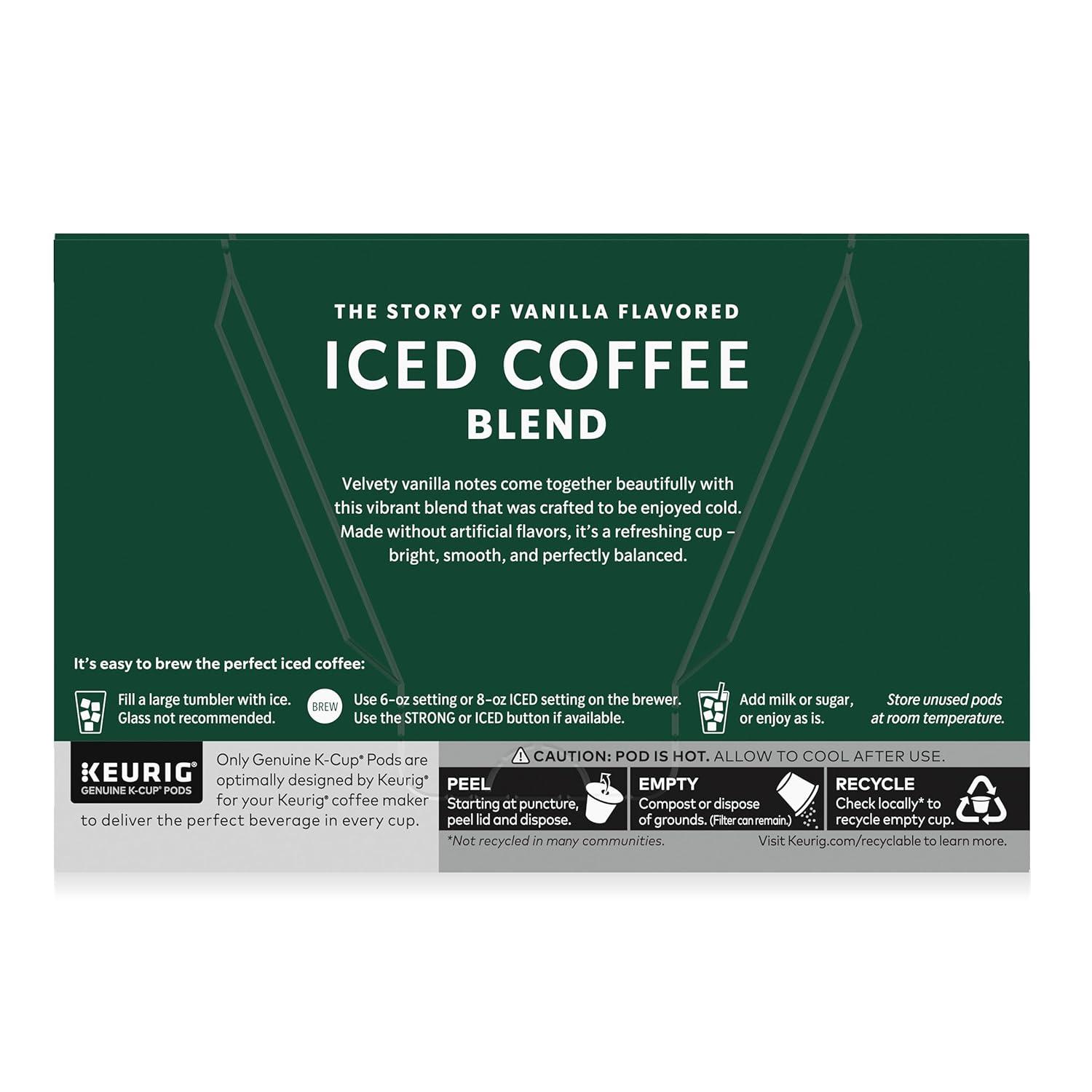 imageStarbucks KCup Coffee Pods Medium Roast Iced Coffee Blend Signature Black for Keurig Brewers 100 Arabica 6 Boxes 60 Pods TotalIced Vanilla