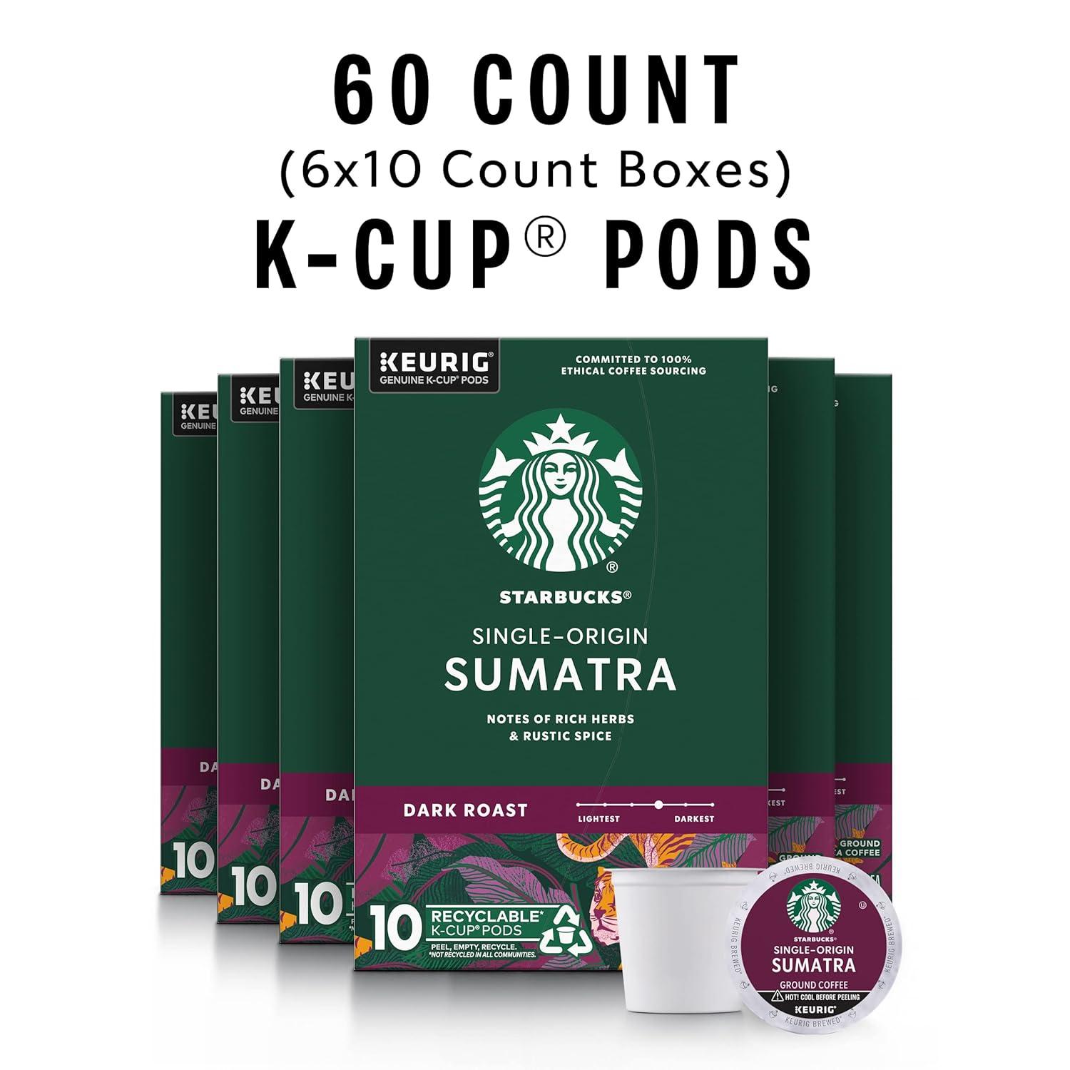 imageStarbucks KCup Coffee Pods Medium Roast Iced Coffee Blend Signature Black for Keurig Brewers 100 Arabica 6 Boxes 60 Pods TotalSumatra